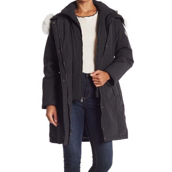 1 madison genuine fox fur trimmed parka